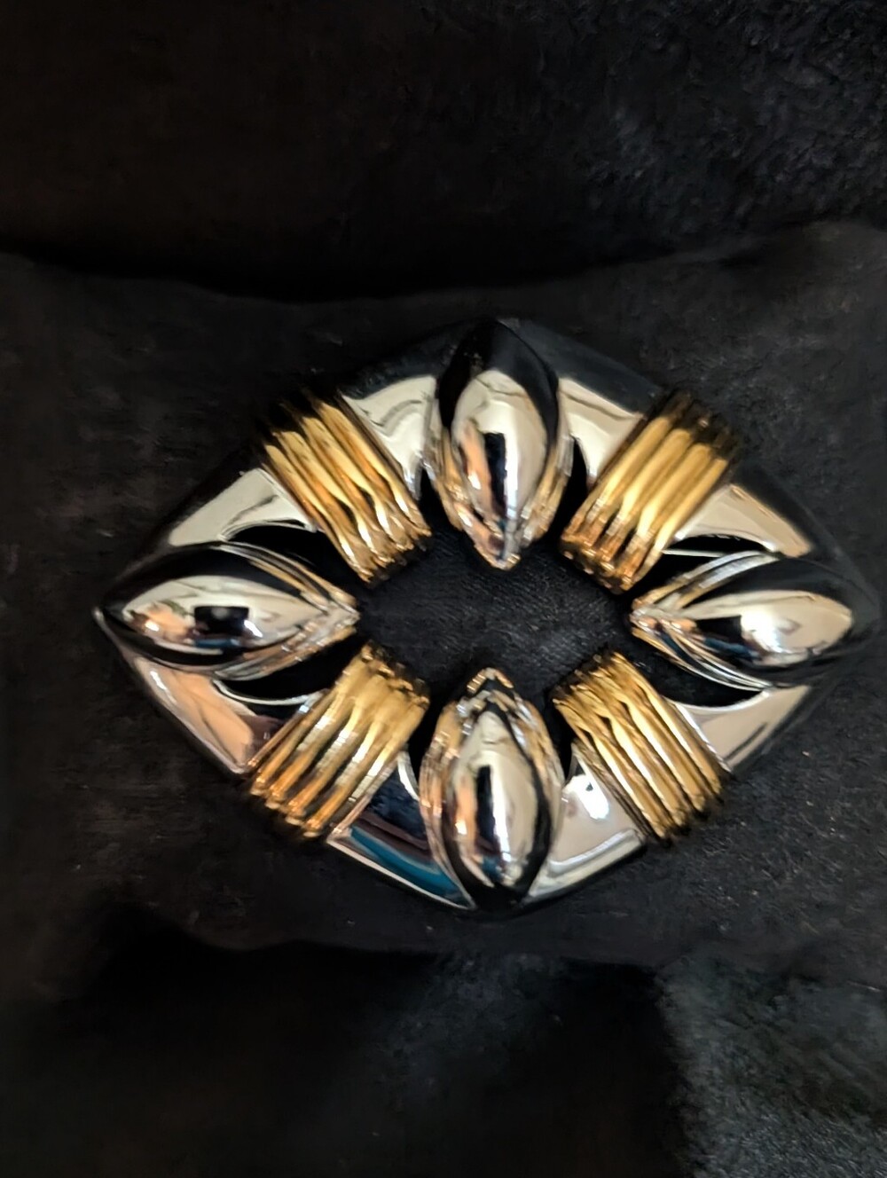 #34. Vintage 70s Monet Silver and Gold Statement Brooch